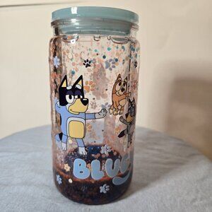 16 oz Bluey Plastic Snowglobe Tumbler